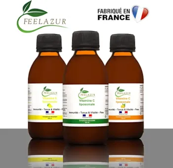 FEELAZUR Liposomales Vitamin C Flüssig 150ml Alkoholfrei für Erwachsene & Kinder Mit 1000mg reinem Vitamin am Tag Made in France