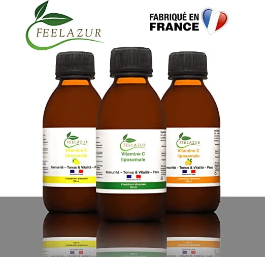 Produktbild von FEELAZUR Liposomales Vitamin C Flüssig 150ml Alkoholfrei für Erwachsene & Kinder Mit 1000mg reinem Vitamin am Tag Made in France
