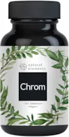 Produktbild von natural elements Chrom aus Chromium Picolinate hochdosierte 200 mcg Chrom pro Tablette 365 Tabletten vegan natürlich laborgeprüft hochdosiert in Deutschland produziert