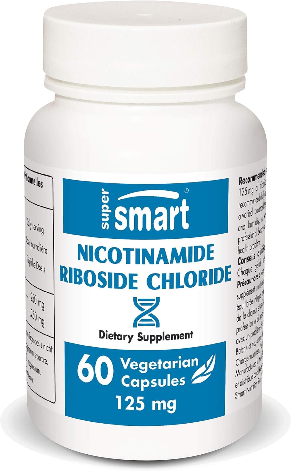 Produktbild von Bewertung supersmart Nicotinamide Riboside 125 mg Hilft, den NAD+ Spiegel zu erhöhen Hilft, die kognitive Funktion zu verbessern & den Cholesterinspiegel zu senken | GMO-frei - 60 vegetarische Kapseln