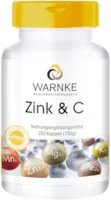 Produktbild von WARNKE VITALSTOFFE  Zink + Vitamin C 300mg Vitamin C und 5mg Zink pro Kapsel vegan & hochdosiert 250 Kapseln - Großpackung