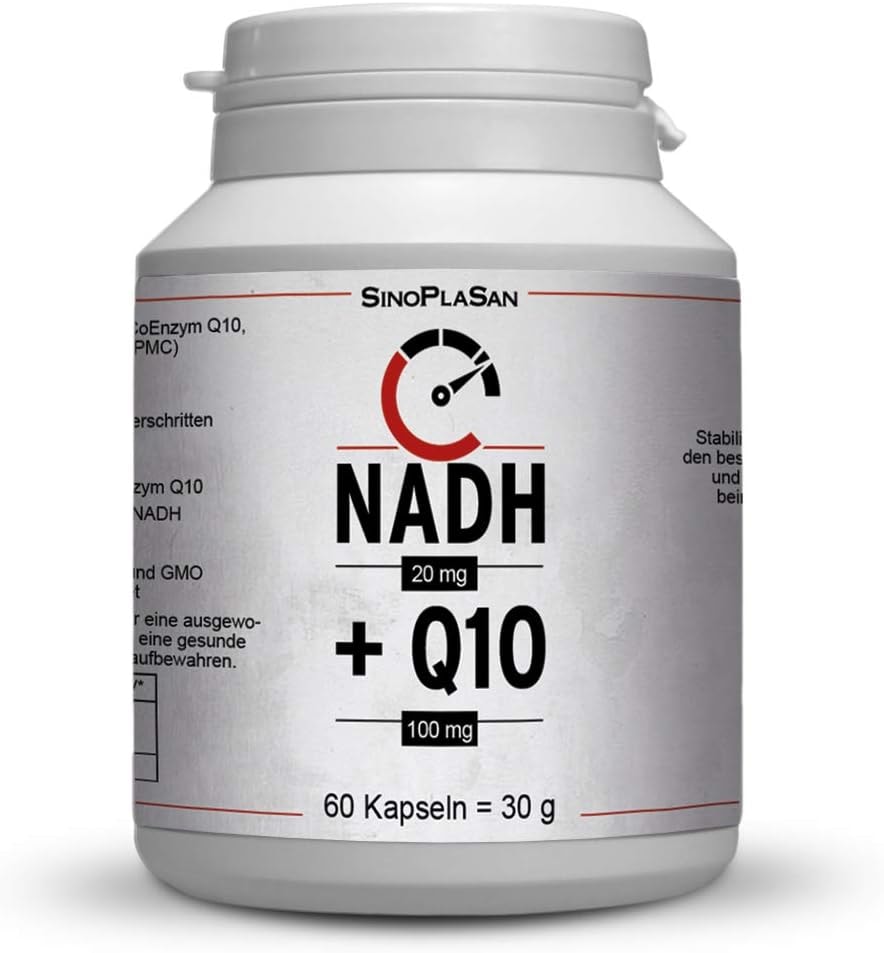 Produktbild von Bewertung Sinoplasan NADH Panmol 20 mg Coenzym Q10 100 mg Kapseln 60 Kapseln Coenzym 1 NADH & Coenzym Q10 Kombiprodukt laktosefrei  OHNE Magnesiumstearat