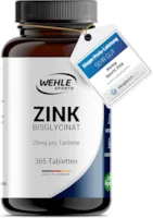 Produktbild von Wehle Sports Zink Tabletten 365 hochdosiert (25mg pro Tablette) Mehrfacher Preis-Leistungs Sieger 2020* - Premium Zinc Bisglycinat - Laborgeprüft, Vegan, hergestellt in DE
