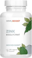 ImmuBoost Zink Bisglycinat 180 vegane Kapseln mit 25mg elementarem Zink 1 Tag 1 Kapsel Immunsystem stärken mit Zink | CO2-neutral