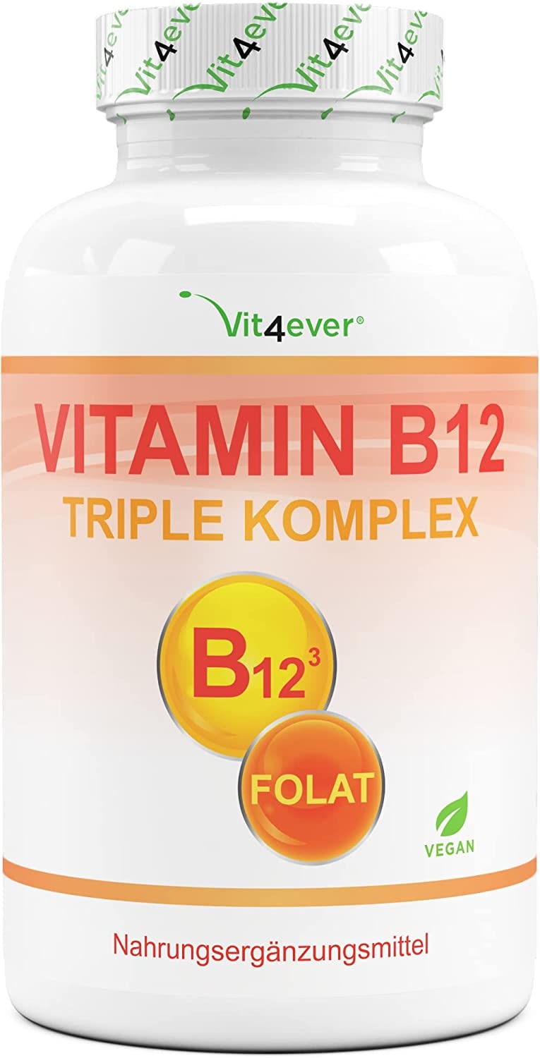 Produktbild von Bewertung Vit4ever Vitamin B12 mit 240 Tabletten Premium Beide Aktivformen + Depotform + Folat (5-MTHF aus Quatrefolic®) - Vegan - Hochdosiert - Laborgeprüft