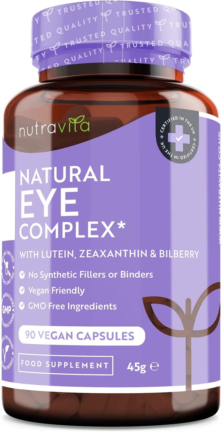 Produktbild von Bewertung nutravita Natürliche Augen Kapseln HOCHDOSIERT mit 20 mg Lutein und 2,5 mg Zeaxanthin Heidelbeerextrakt, Vitamin A, B12 & Zink 90 vegane Kapseln ohne unerwünschte Zusatzstoffe 3 Monatsvorrat