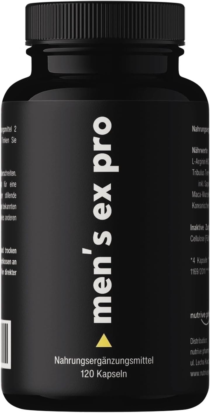Produktbild von Bewertung nutrive pharma Men's ex pro Tribulus Terrestris Maca Wurzel L-Arginin, Ginseng Vitalität Energie Ausdauer Sei wieder in Topform Hochdosierte Extrakte Fördert neue Energie und Stamina 1 Monatsvorrat