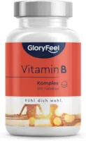 Produktbild von GloryFeel Vitamin B Komplex mit B12 - Alle 8 B-Vitamine in einer Tablette - 200 vegane Tabletten (7 Monate) - Laborgeprüft, hochdosiert und ohne Zusätze in Deutschland hergestellt