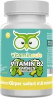 Produktbild von Vitamineule Vitamin B2 Kapseln (Riboflavin) - 200mg - hochdosiert - natürlich - Qualität aus Deutschland - vegan - ohne Zusätze - Energiestoffwechsel, Haut, Seekraft - kleine Kapseln statt Tabletten - Vitamineule