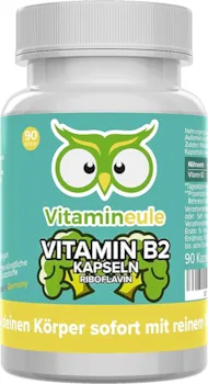 Produktbild von Vitamineule Vitamin B2 Kapseln (Riboflavin) - 200mg - hochdosiert - natürlich - Qualität aus Deutschland - vegan - ohne Zusätze - Energiestoffwechsel, Haut, Seekraft - kleine Kapseln statt Tabletten - Vitamineule