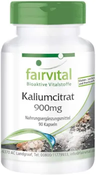 Produktbild von fairvital - Kaliumcitrat Kapseln - HOCHDOSIERT - 300mg Kalium pro Kapsel - VEGAN - 90 Kapseln