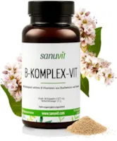 Produktbild von Sanuvit B-Komplex-Vit 60 Kapseln mit allen 8 B-Vitaminen aus pflanzlichen Quellen in bioaktiven Formen
