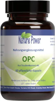 Nature Power - OPC aus Traubenkernextrakt mit 95 % OPC 60 pflanzliche Kapseln im Braunglas vegan & gentechnikfrei - von NATURE POWER