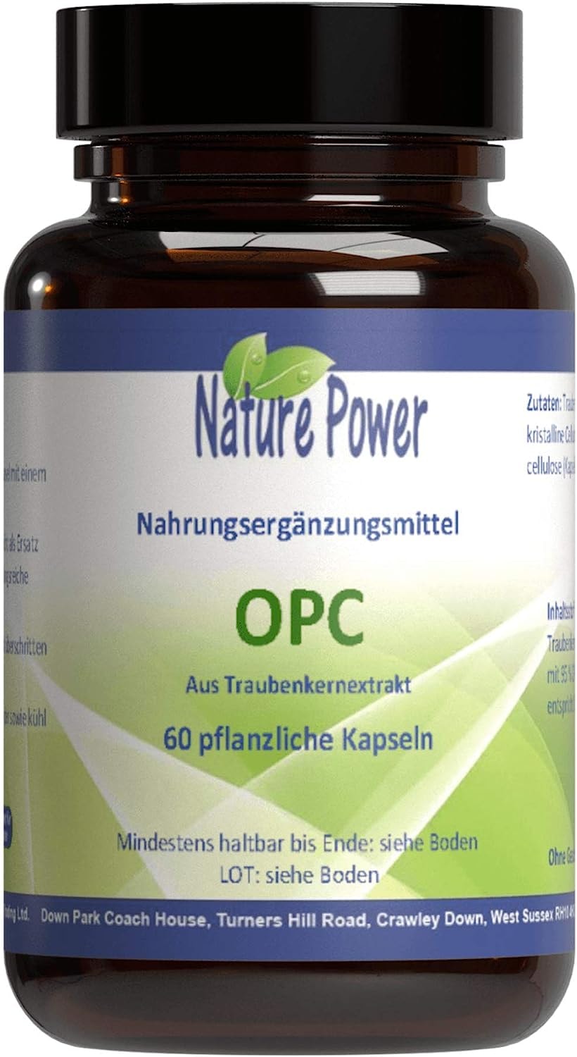 Produktbild von Bewertung Nature Power OPC aus Traubenkernextrakt mit 95 % OPC 60 pflanzliche Kapseln im Braunglas vegan & gentechnikfrei von NATURE POWER