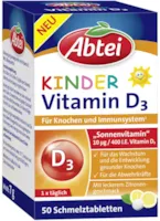 Produktbild von Abtei Kinder Vitamin D3 - für Knochen und Immunsystem (50 Schmelztabletten)