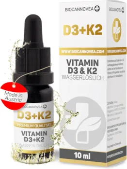 Produktbild von Bewertung BIOCANNOVEA Vitamin D3 + K2 Tropfen 10ml - hochdosiert, Wasserlöslich & Mizelliert | stärkt das Immunsystem und die Knochengesundheit, Vitamine mit höchster Bioverfügbarkeit, ohne Zusätze