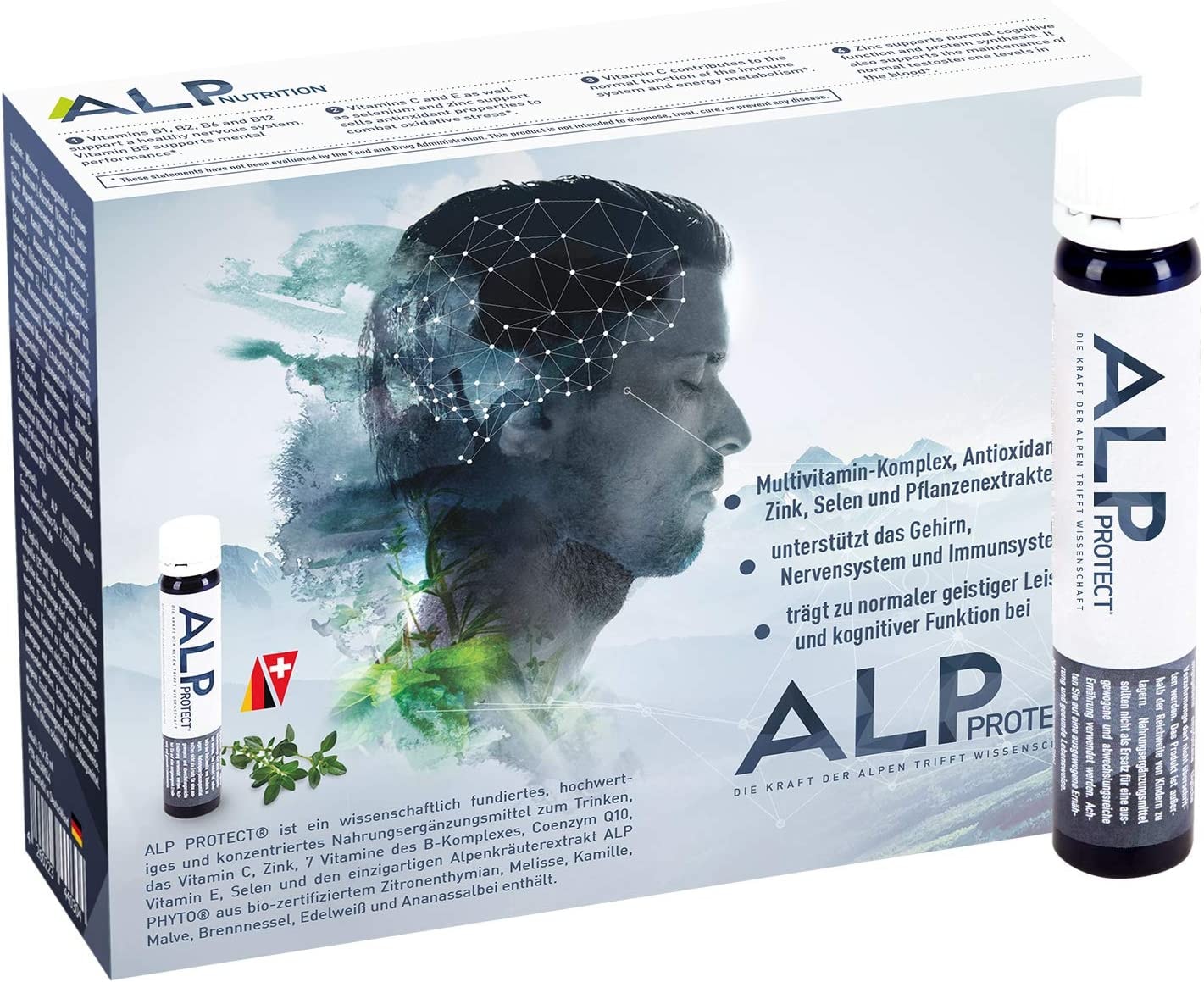Produktbild von ALP PROTECT Multivitamin Trinkampullen 14x 25ml Vitamin C Zink hochdosiert Vitamin B Komplex mit B12 Vitamin E Coenzym Q10 Selen