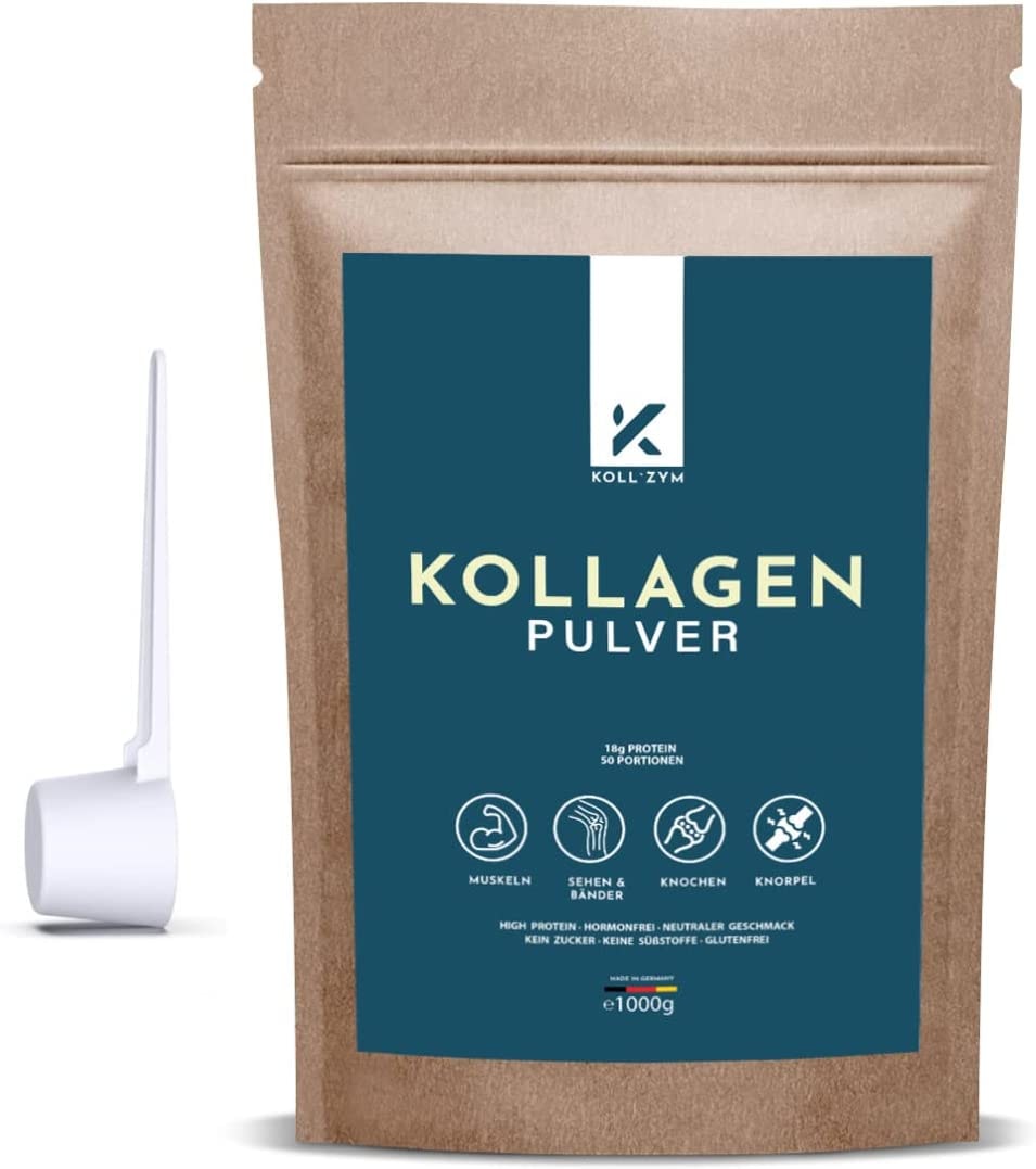 Produktbild von KOLL`ZYM © Collagen Pulver 1kg 100% Kollagen Hydrolysat Eiweiß-Pulver Geschmacksneutral - KOLL`ZYM Sports - Muskeln, Sehen und Bänder, Knochen, Knorpel - Made in Germany