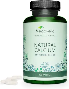 Produktbild von Vegavero CALCIUM (Aquamin™) Vegavero 100% NATÜRLICH Mit Vitamin D3 (Vitashine™) und K2 (vitaMK7®) aus Europa | Für KNOCHEN* | Ohne Zusätze | 180 Kapseln | Vegan