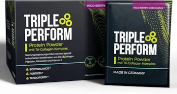 TRIPLE PERFORM Protein Collagen Pulver Das Original mit 3 patentierten Markencollagenen. 1-MONATSRATION Kollagen Pulver - Geschmack: Wild Berry