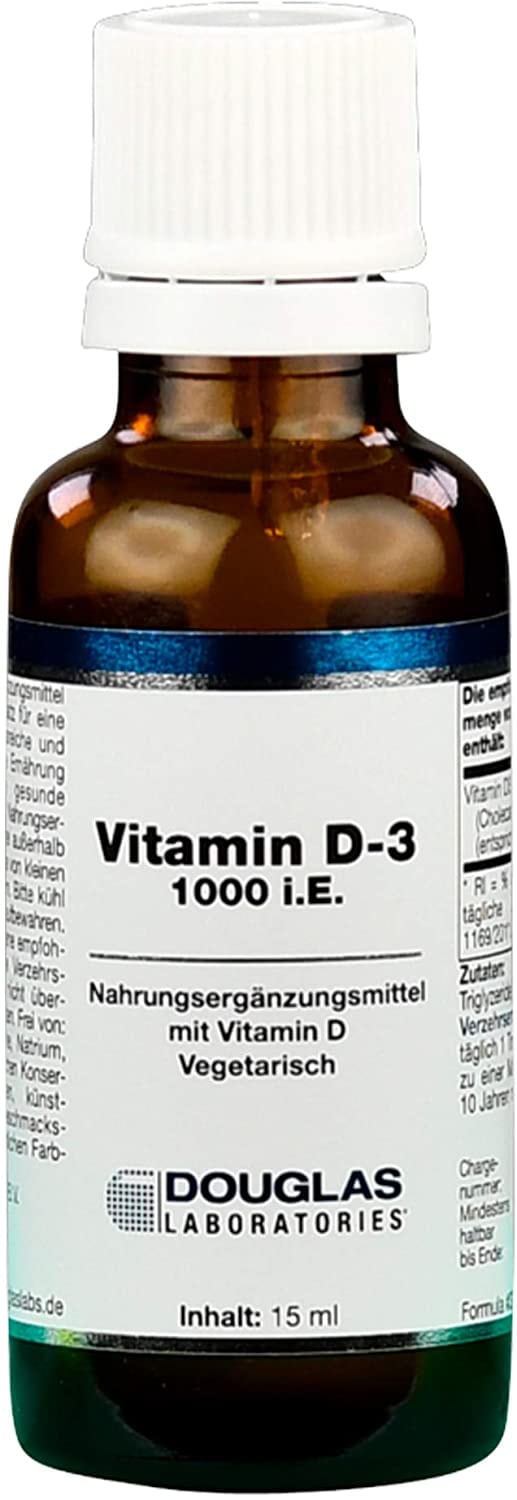 Douglas Laboratories Vitamin D-3 1000 i.E. pro Tropfen - Zuckerfreies Nahrungsergänzungsmittel mit natürlichem Vitamin D, 15 ml