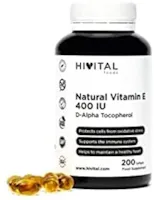 Produktbild von Hivital Foods Natürliches Vitamin E 400 IE IU | 200 Softgel-Kapseln (Vorrat für mehr als 6 Monate) | Starker Antioxidant, Antiaging, schützt vor freien Radikalen und gesundheit von Haut und Haaren zu verbessern