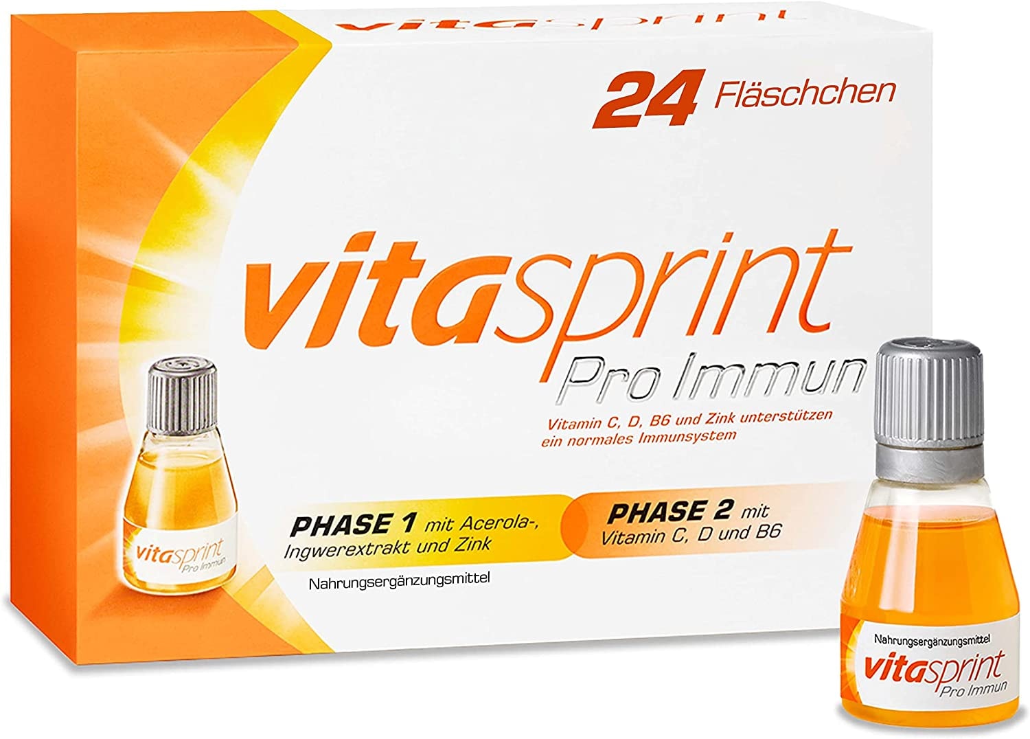 Produktbild von vitasprint Pro Immun, 24 St. – Nahrungsergänzungsmittel mit Acerola-, Ingwer, Zink und Vitaminen zur Unterstützung der Abwehrkräfte*, für mehr Energie und weniger Müdigkeit und Erschöpfung