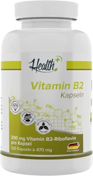 Zec+ Nutrition Health+ Vitamin B2 - 120 Kapseln hochdosiert, für ein gutes Nervensytem und einen funktionierenden Energiestoffwechel, Made in Germany