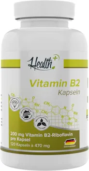 Produktbild von Zec+ Nutrition Health+ Vitamin B2 - 120 Kapseln hochdosiert, für ein gutes Nervensytem und einen funktionierenden Energiestoffwechel, Made in Germany