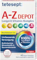 Produktbild von tetesept Multivitamin A-Z komplett Depot Tabletten Nahrungsergänzungsmittel für eine umfassende Versorgung an Vitaminen, Mineralstoffen und Spurenelementen 1 x 40 Depot-Tabletten