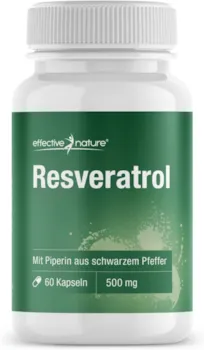 effective nature Resveratrol Hochdosiert mit 500 mg Trans-Resveratrol - 60 Kapseln - Natürlicher Pflanzenextrakt aus dem Staudenknöterich - Vegan und ohne Zusätze