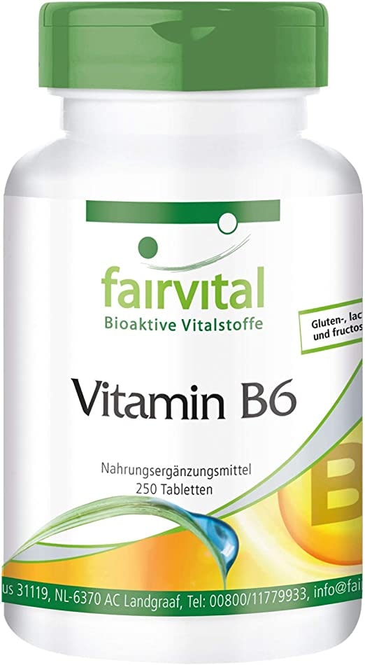 Produktbild von fairvital Vitamin B6 Tabletten - HOCHDOSIERT - VEGAN - 22,5mg Pyridoxin - 250 Tabletten