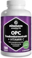 Produktbild von Bewertung Vitamaze amazing life OPC Traubenkernextrakt Kapseln zertifiziert hochdosiert 450 mg reines OPC 180 Kapseln für 6 Monate Natürliche Nahrungsergänzung ohne Zusätze Made in Germany