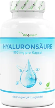 Vit4ever - Hyaluronsäure - 120 Kapseln hochdosiert mit 500 mg - 500-700 kDa - Pflanzlich aus Fermentation - Laborgeprüft - Vegan