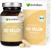 Produktbild von Purabyo - Bio Selen Kapseln aus Senfsamen | im Glas | Selen 100µg pro Kapsel | 3-Monatsversorgung | Organisches Selenmethionin | Nur 1 Kapsel täglich | Selen Bio | Selen hochdosiert