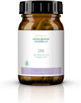 Heidelberger Chlorella – B-Life® Zink Kapseln, vegan, Zinkgluconat und Zinkcitrat, hochdosiert, gute Bioverfügbarkeit, hergestellt in Deutschland, 60 g, 120 Kapseln