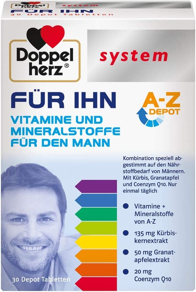 Produktbild von Bewertung Doppelherz System FÜR IHN – Multivitamin Mineralstoffe und Spurenelemente abgestimmt auf den Nährstoffbedarf des Mannes 30 Tabletten