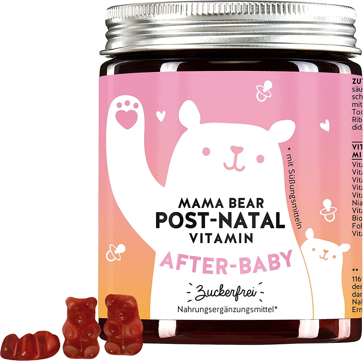 Produktbild von Bewertung Bears with Benefits Gummibärchen Komplex für die Stillzeit mit Folsäure, Eisen, Zink, Selen (60 St) - Bears with Benefits Mama Bear Postnatal
