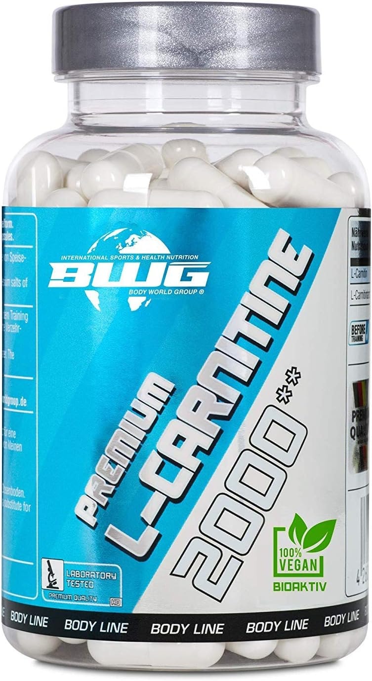Produktbild von Bewertung Bodyworldgroup BWG L-Carnitin Premium 2000 Vegan 3000 mg Tagesportion Ultra hochdosiert Laborgeprüft 100 Kapseln Beliebt in Definitionsphase