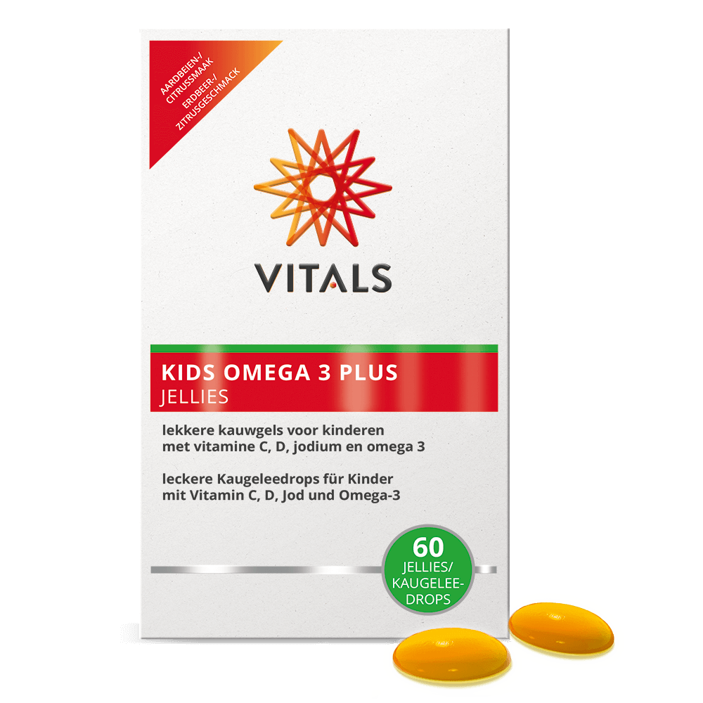 Produktbild von Bewertung VITALS KIDS OMEGA 3 PLUS JELLIES Kaugeleedrops Vitamin C Vitamin D Jod Omega 3 Nerven Augen Gehirn Herz Knochen Für Kinder Artikelnummer V4386