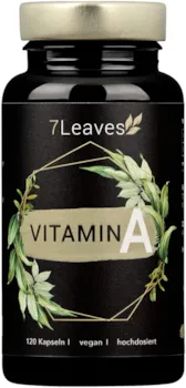 7Leaves Vitamin A VEGAN & hochdosiert - 10000 iE / 3000 µg Retinol (Retinylacetat) - 120 vegane Kapseln stärken das IMMUNSYSTEM - 7Leaves - made in Germany
