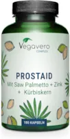 Produktbild von Bewertung Vegavero Prostata Komplex 800 mg mit Kürbiskernextrakt 180 Kapseln hochdosiert Sägepalmenextrakt und Kürbiskernen sowie Brennnessel Vegan und Ohne Zusätze