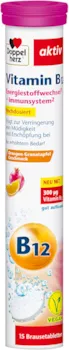 Produktbild von Doppelherz - Vitamin B12 Brausetabletten – Vitamin B12 als Beitrag für den normalen Energiestoffwechsel – 15 Brausetabletten