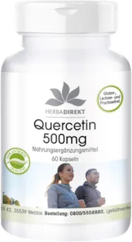 Produktbild von Bewertung HERBA DIREKT Quercetin 500mg 60 Kapseln Hochdosiert