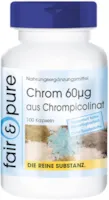 Produktbild von Fair & Pure Chrom 60mcg Chrompicolinat vegan hefefrei ohne Magnesiumstearat 100 Chrom-Kapseln