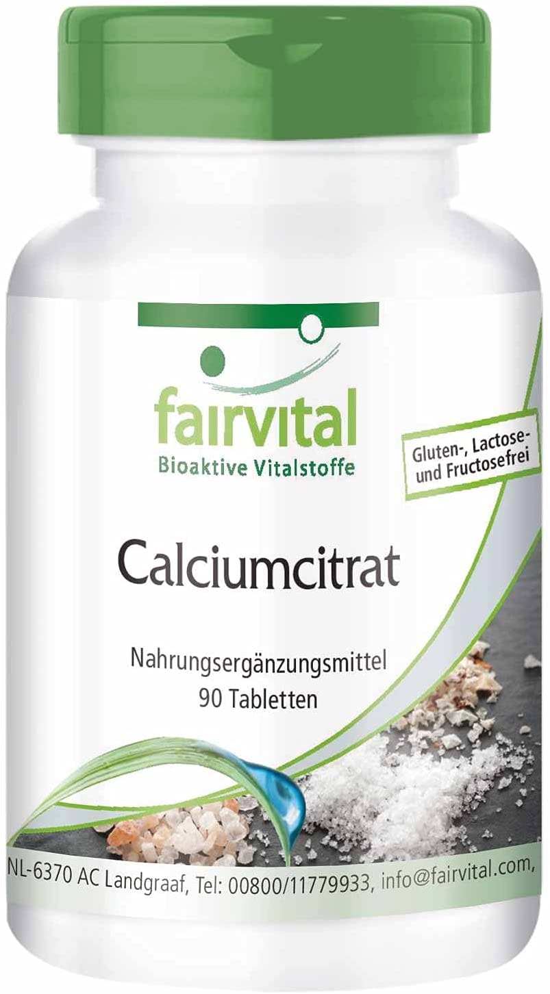 Produktbild von fairvital - Calciumcitrat Tabletten - 300mg Calcium - HOCHDOSIERT - VEGAN - 90 Tabletten - Reinsubstanz ohne Zusatzstoffe