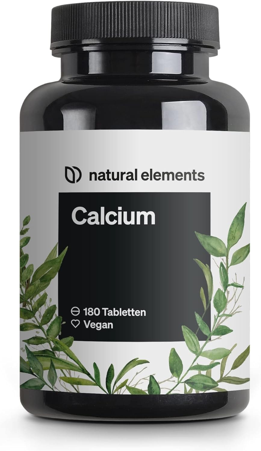 Produktbild von Bewertung natural elements Calcium Tabletten 800 mg Kalzium aus Calciumcarbonat pro Tagesdosis 180 Tabletten für 3 Monate vegan hochdosiert ohne unerwünschte Zusätze in Deutschland produziert & laborgeprüft