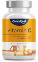 Produktbild von GloryFeel Vitamin C 1.000mg Hochdosiert Unterstützt das Nerven- und Immunsystem  200 vegane Tabletten