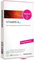 MEDICOM Vitamin B12 - Nahrungsergänzung mit B12 zur Verringerung von Müdigkeit, für die Energie und zur Stärkung des Immunsystems, 100% Vegan, 2-Monatsvorrat - 1 x 60 Tabletten