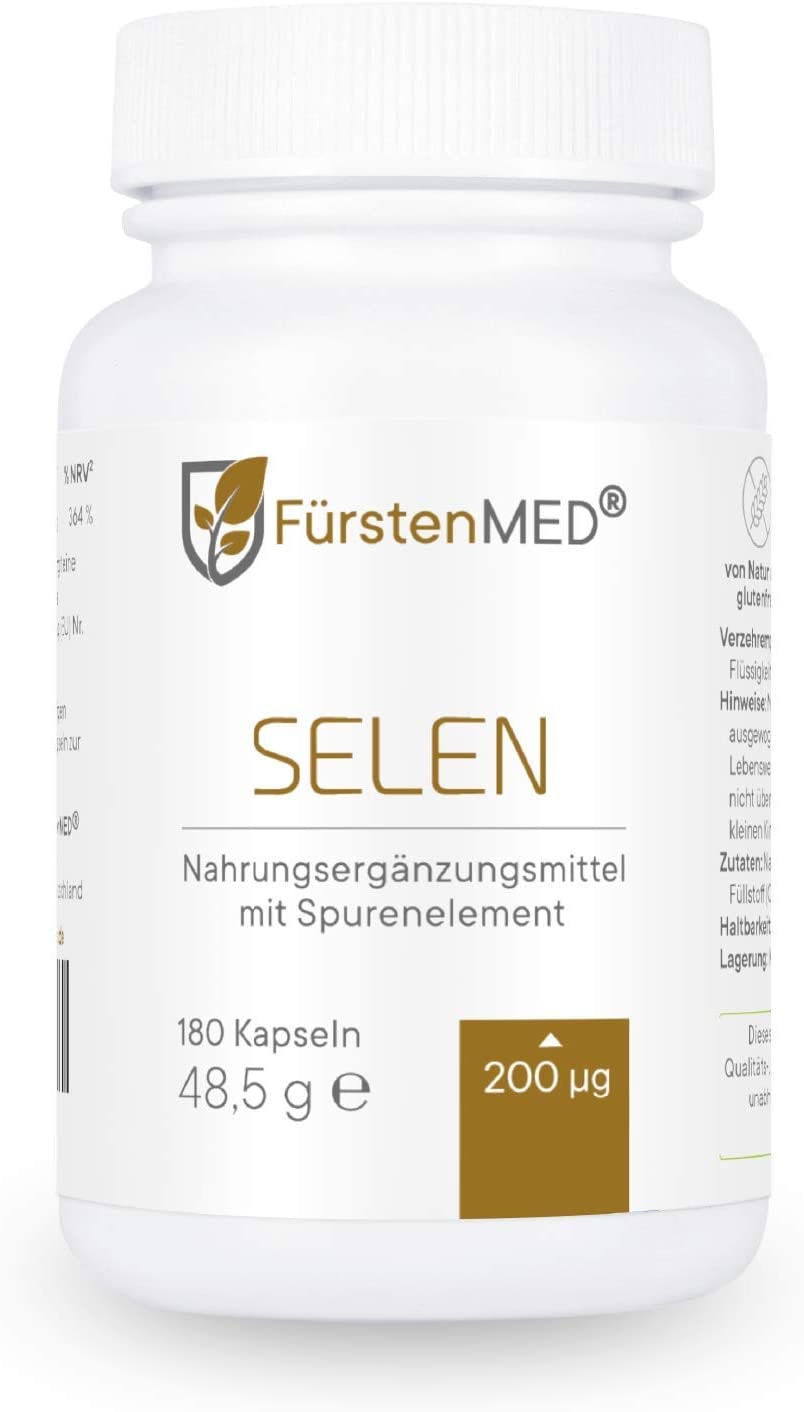Produktbild von FürstenMED Selen Kapseln Selen 200µg Selen Hochdosiert aus Natriumselenit für optimale Bioverfügbarkeit 180 Vegane Selenium Kapseln, ohne Zusatzstoffe